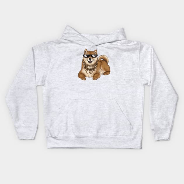 Doge Sunglasses Kids Hoodie by jennyalamode